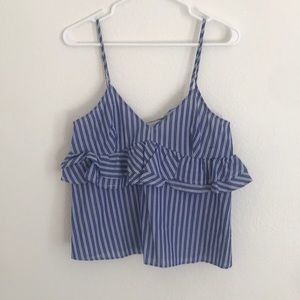 Blue and white striped tank